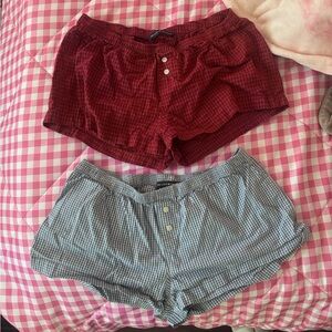 Brandy Melville Burgundy/Plaid Shorts Bundle